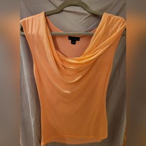 Peach cow neck cap sleeve blouse